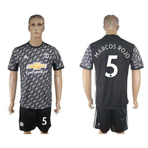 Manchester United #5 Marcos Rojo Black Soccer Club Jersey