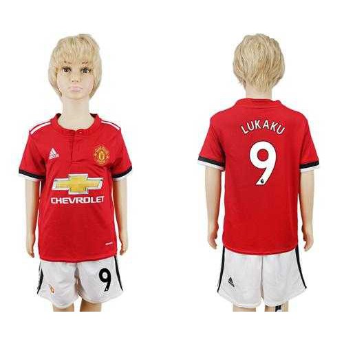 Manchester United #9 Lukaku Home Kid Soccer Club Jersey