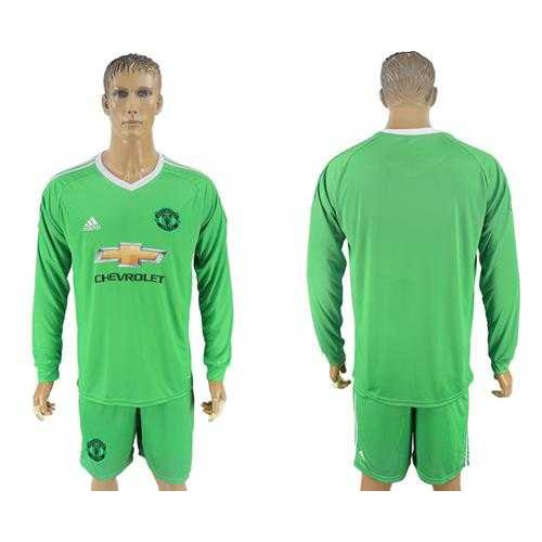 Manchester United Blank Green Goalkeeper Long Sleeves Soccer Club Jersey