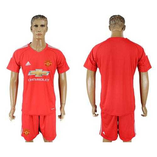 Manchester United Blank Red Goalkeeper Soccer Club Jersey