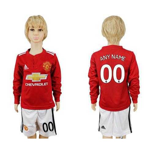 Manchester United Personalized Home Long Sleeves Kid Soccer Club Jersey