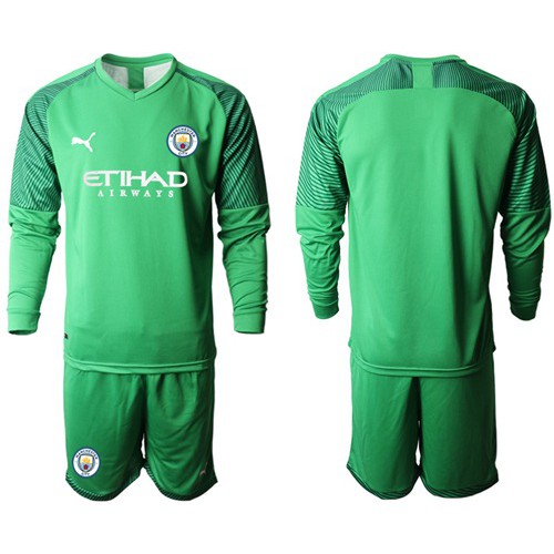Manchester City Blank Green Goalkeeper Long Sleeves Soccer Club Jersey
