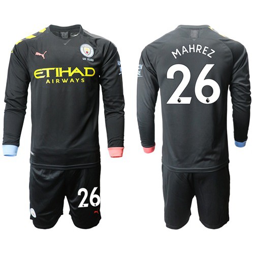 Manchester City #26 Mahrez Away Long Sleeves Soccer Club Jersey