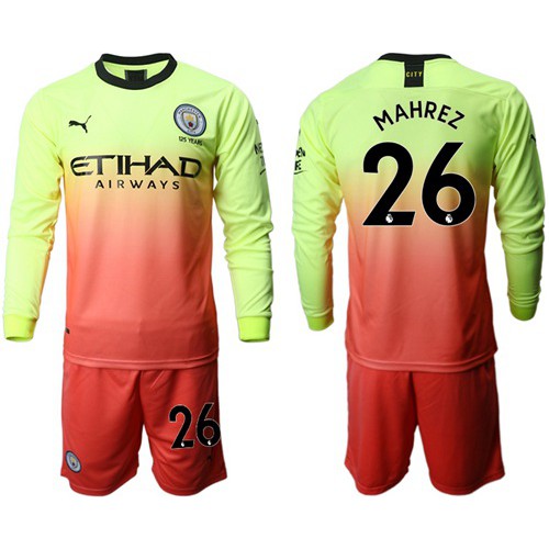 Manchester City #26 Mahrez Third Long Sleeves Soccer Club Jersey