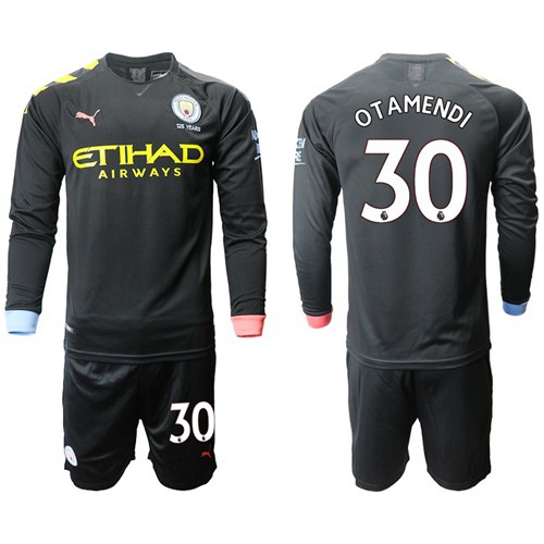 Manchester City #30 Otamendi Away Long Sleeves Soccer Club Jersey