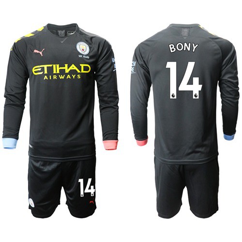 Manchester City #14 Bony Away Long Sleeves Soccer Club Jersey