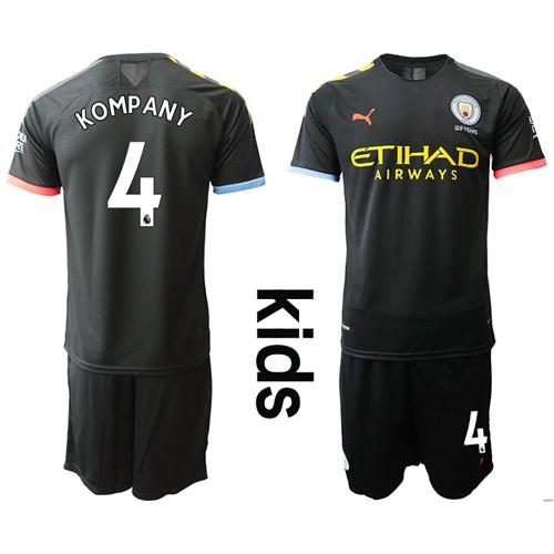 Manchester City #4 Kompany Away Kid Soccer Club Jersey