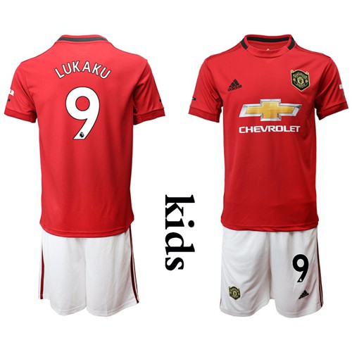 Manchester United #9 Lukaku Home Kid Soccer Club Jersey