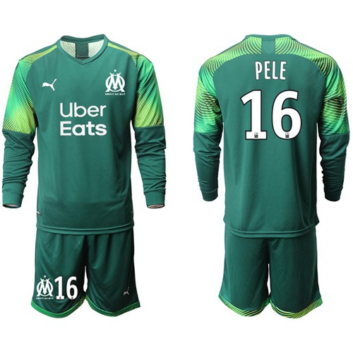 Marseille No16 Pele Pink Goalkeeper Long Sleeves Kid Soccer Club Jersey