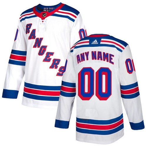 Men’s Adidas Rangers Personalized Authentic White Road NHL Jersey