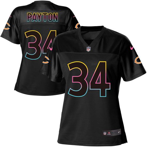 Nike Chicago Bears #34 Walter Payton Black Women’s NFL Fashion Game Jersey