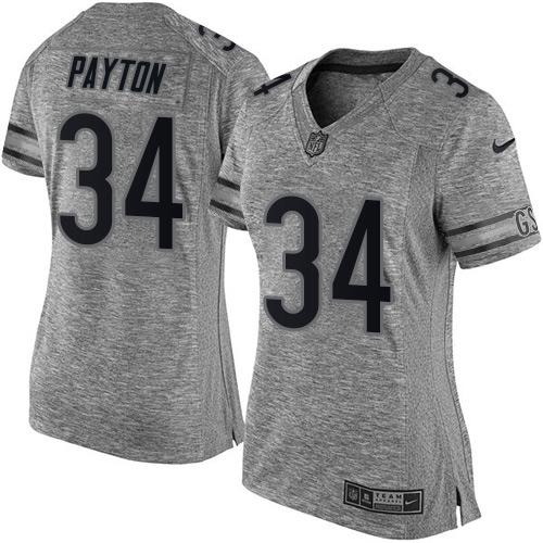 Nike Chicago Bears #34 Walter Payton Gray Women’s Stitched NFL Limited Gridiron Gray Jersey