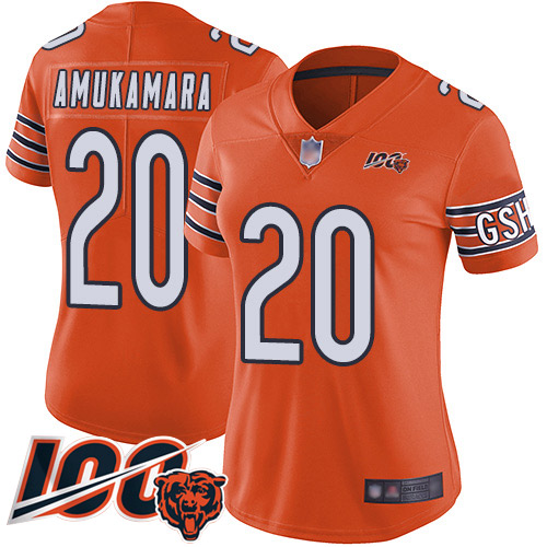 Nike Chicago Bears #20 Prince Amukamara Orange Women’s Stitched NFL Limited Rush 100th Season Jersey