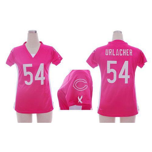 Nike Chicago Bears #54 Brian Urlacher Pink Draft Him Name & Number Top Women’s Stitched NFL Elite Jersey