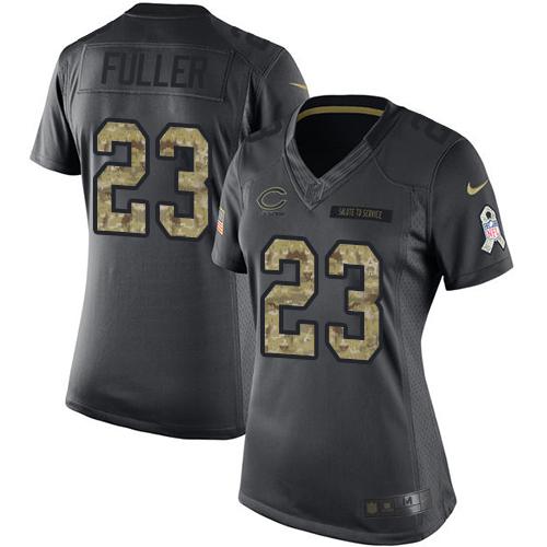 Nike Chicago Bears #23 Kyle Fuller Black Women’s Stitched NFL Limited 2016 Salute to Service Jersey