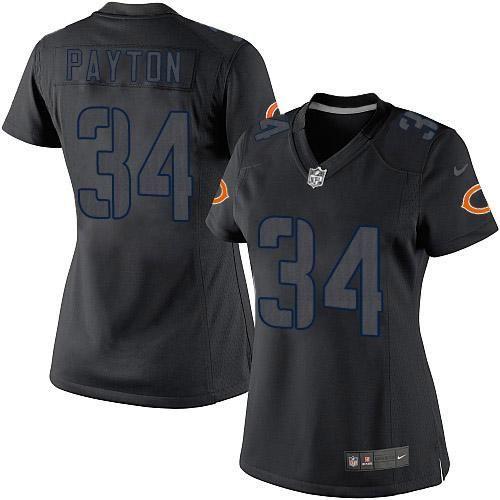 Nike Chicago Bears #34 Walter Payton Black Impact Women’s Stitched NFL Limited Jersey