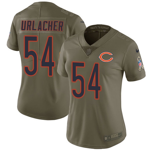 Nike Chicago Bears #54 Brian Urlacher Olive Women’s Stitched NFL Limited 2017 Salute to Service Jersey