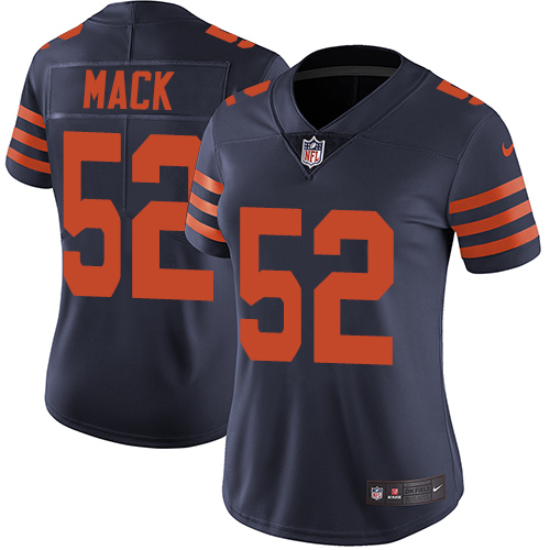 Nike Chicago Bears #52 Khalil Mack Navy Blue Alternate Women’s Stitched NFL Vapor Untouchable Limited Jersey