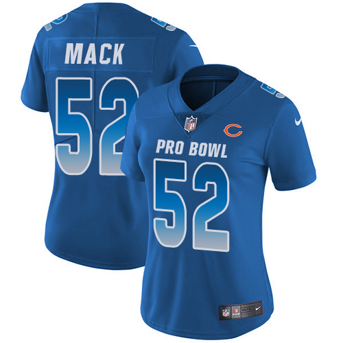 Nike Chicago Bears #52 Khalil Mack Royal Women’s Stitched NFL Limited NFC 2019 Pro Bowl Jersey