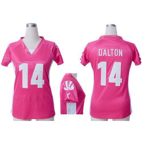 Nike Cincinnati Bengals #14 Andy Dalton Pink Draft Him Name & Number Top Women’s Stitched NFL Elite Jersey