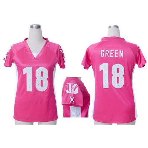Nike Cincinnati Bengals #18 A.J. Green Pink Draft Him Name & Number Top Women’s Stitched NFL Elite Jersey