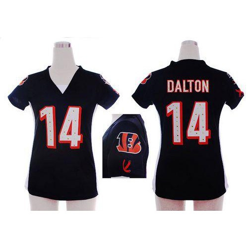 Nike Cincinnati Bengals #14 Andy Dalton Black Team Color Draft Him Name & Number Top Women’s Stitched NFL Elite Jersey