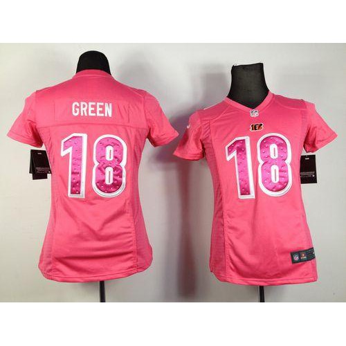 Nike Cincinnati Bengals #18 A.J. Green Pink Sweetheart Women’s Stitched NFL Elite Jersey