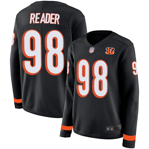 Nike Cincinnati Bengals #98 D.J. Reader Black Team Color Women’s Stitched NFL Limited Therma Long Sleeve Jersey