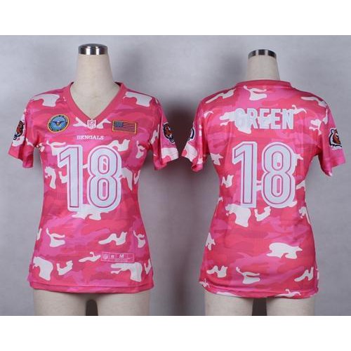 Nike Cincinnati Bengals #18 A.J. Green Pink Women’s Stitched NFL Elite Camo Fashion Jersey