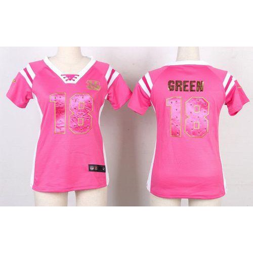 Nike Cincinnati Bengals #18 A.J. Green Pink Women’s Stitched NFL Elite Draft Him Shimmer Jersey