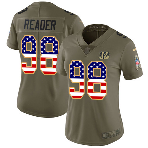 Nike Cincinnati Bengals #98 D.J. Reader Olive/USA Flag Women’s Stitched NFL Limited 2017 Salute To Service Jersey