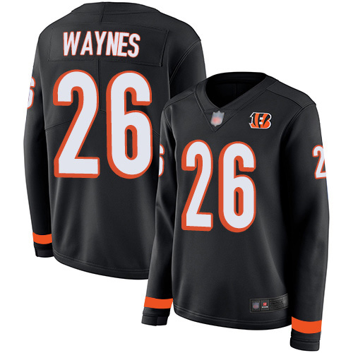 Nike Cincinnati Bengals #26 Trae Waynes Black Team Color Women’s Stitched NFL Limited Therma Long Sleeve Jersey