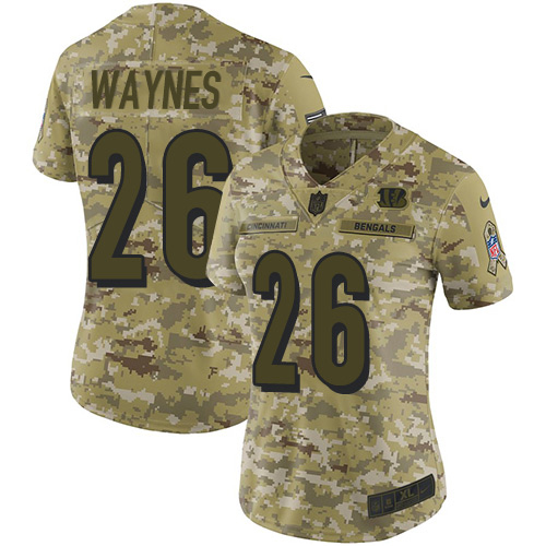 Nike Cincinnati Bengals #26 Trae Waynes Camo Women’s Stitched NFL Limited 2018 Salute To Service Jersey
