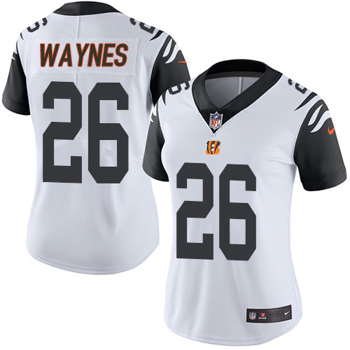 Nike Cincinnati Bengals #26 Trae Waynes White Women’s Stitched NFL Limited Rush Jersey