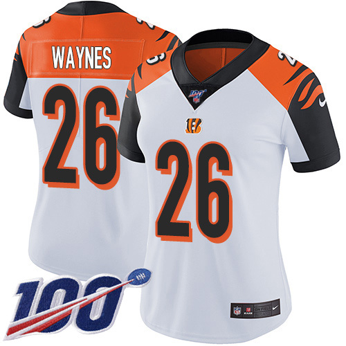 Nike Cincinnati Bengals #26 Trae Waynes White Women’s Stitched NFL 100th Season Vapor Untouchable Limited Jersey