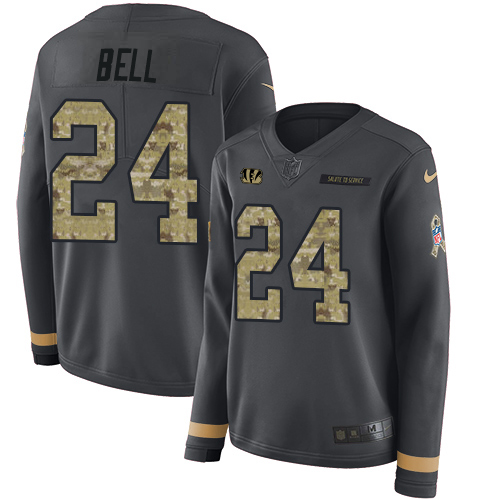 Nike Cincinnati Bengals #24 Vonn Bell Anthracite Salute to Service Women’s Stitched NFL Limited Therma Long Sleeve Jersey