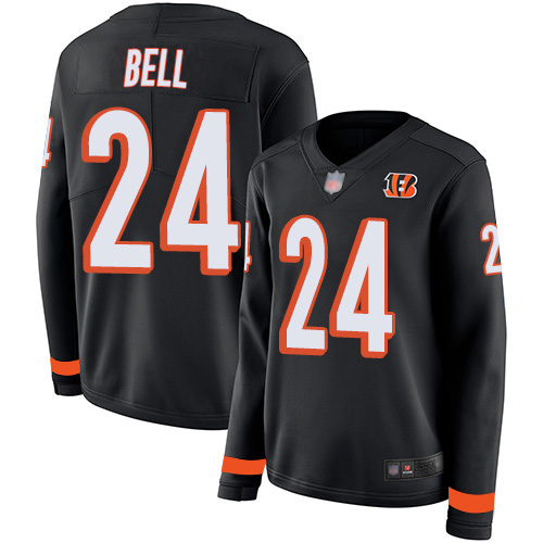 Nike Cincinnati Bengals #24 Vonn Bell Black Team Color Women’s Stitched NFL Limited Therma Long Sleeve Jersey