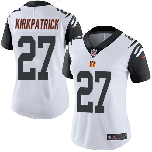 Nike Cincinnati Bengals #27 Dre Kirkpatrick White Women’s Stitched NFL Limited Rush Jersey