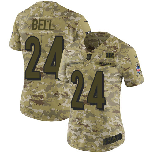 Nike Cincinnati Bengals #24 Vonn Bell Camo Women’s Stitched NFL Limited 2018 Salute To Service Jersey