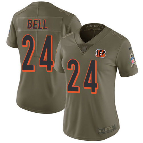 Nike Cincinnati Bengals #24 Vonn Bell Olive Women’s Stitched NFL Limited 2017 Salute To Service Jersey