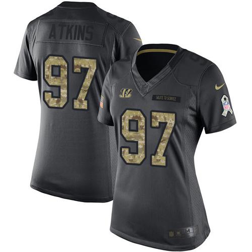 Nike Cincinnati Bengals #97 Geno Atkins Black Women’s Stitched NFL Limited 2016 Salute to Service Jersey