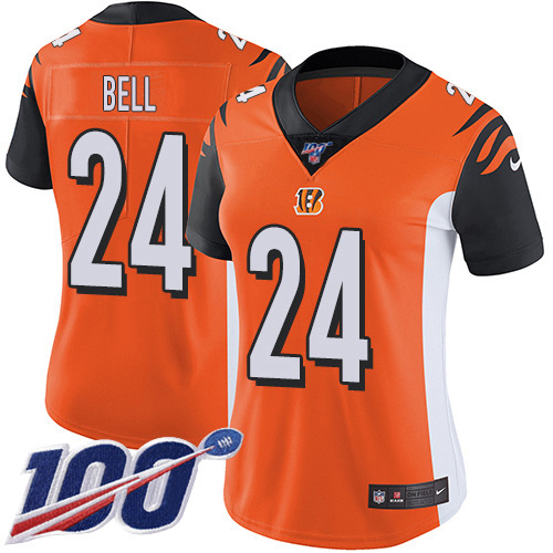 Nike Cincinnati Bengals #24 Vonn Bell Orange Alternate Women’s Stitched NFL 100th Season Vapor Untouchable Limited Jersey