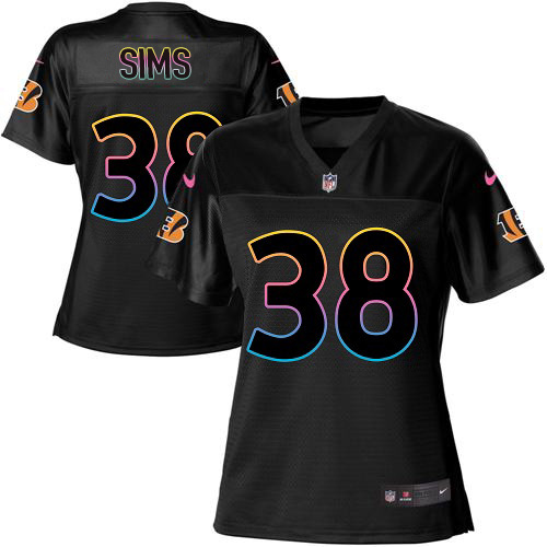 Nike Cincinnati Bengals #38 LeShaun Sims Black Women’s NFL Fashion Game Jersey