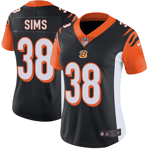Nike Cincinnati Bengals #38 LeShaun Sims Black Team Color Women’s Stitched NFL Vapor Untouchable Limited Jersey