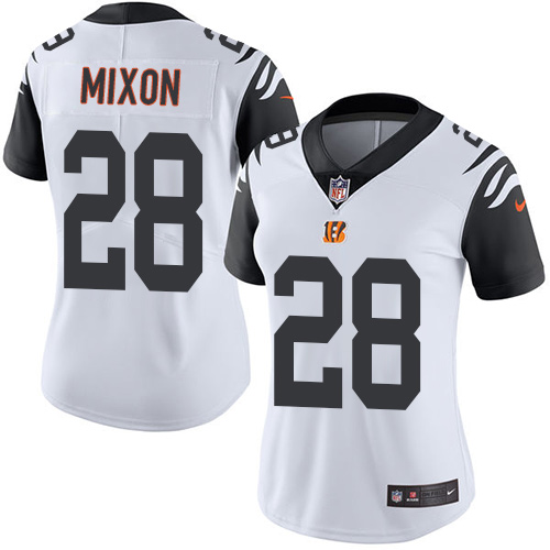Nike Cincinnati Bengals #28 Joe Mixon White Women’s Stitched NFL Limited Rush Jersey