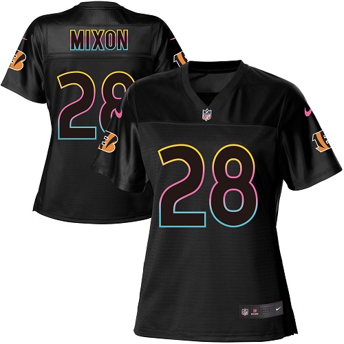 Nike Cincinnati Bengals #28 Joe Mixon Black Women’s NFL Fashion Game Jersey