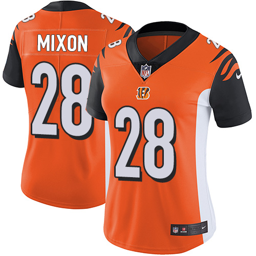 Nike Cincinnati Bengals #28 Joe Mixon Orange Alternate Women’s Stitched NFL Vapor Untouchable Limited Jersey