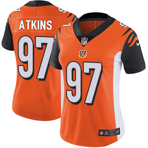 Nike Cincinnati Bengals #97 Geno Atkins Orange Alternate Women’s Stitched NFL Vapor Untouchable Limited Jersey