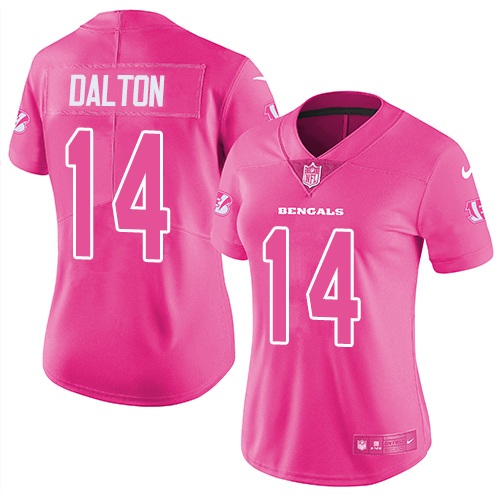 Nike Cincinnati Bengals #14 Andy Dalton Pink Women’s Stitched NFL Limited Rush Fashion Jersey