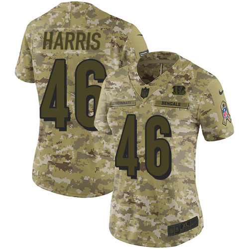 Nike Cincinnati Bengals No46 Clark Harris Camo Women's Stitched NFL Limited 2018 Salute to Service Jersey